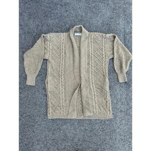 Vtg Women’s Medium Western Connection tan chunky knit sweater shoulder pads